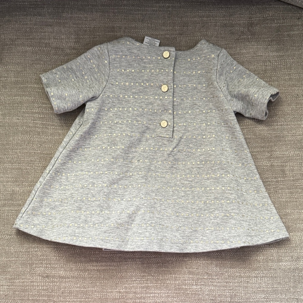 Girls' Gray Bow-Accent Short Sleeve Top - Picture 4 of 4